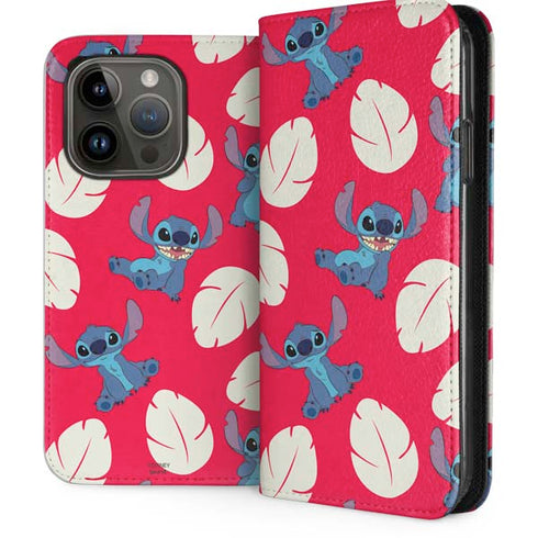 Disney Lilo and Stitch Character Pattern iPhone 15 Pro Folio Case